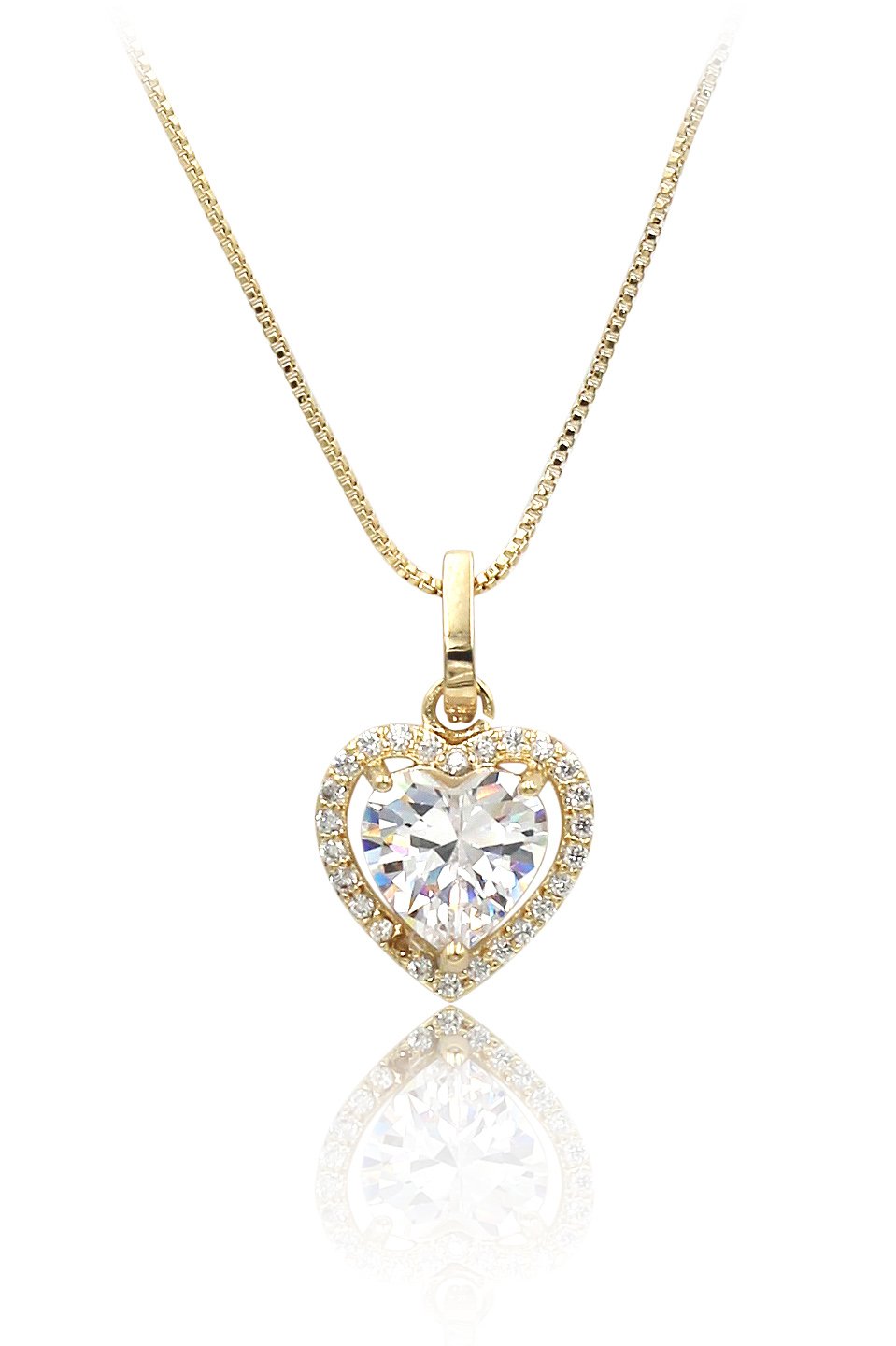 Lovely peach heart crystal gold necklace