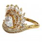 Sparkling luxury crystal gold ring