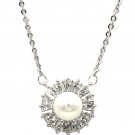 Lovely pearl crystal silver necklace