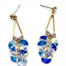 Elegant bunches swarovski crystal gold earrings