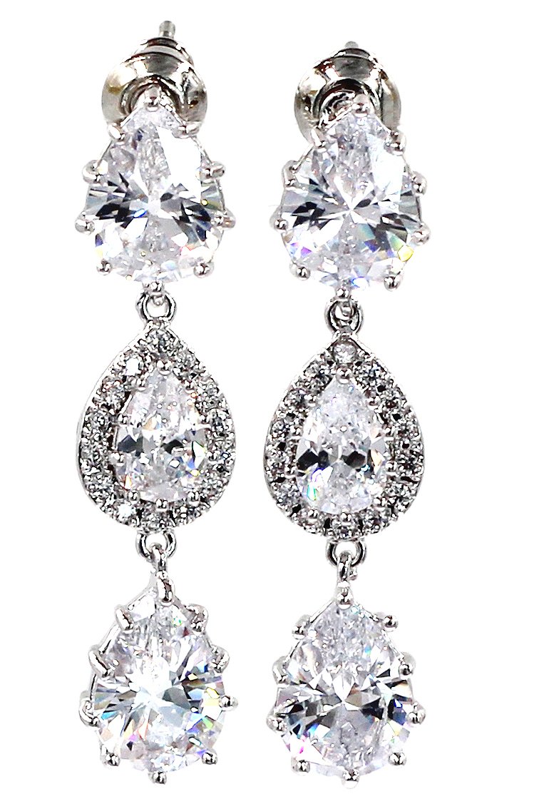 Shining pendant crystal silver earrings