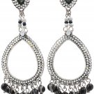 Classic pendant black beads earrings