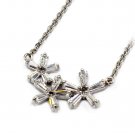 Simple flowers crystal silver necklace