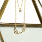 Duplexes asymmetric crystal wing gold necklace