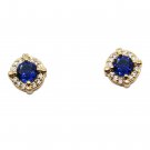 Simple golden blue crystal earrings