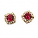 Simple golden red crystal earrings