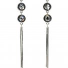 Exaggerated tassels round crystal silver earrings