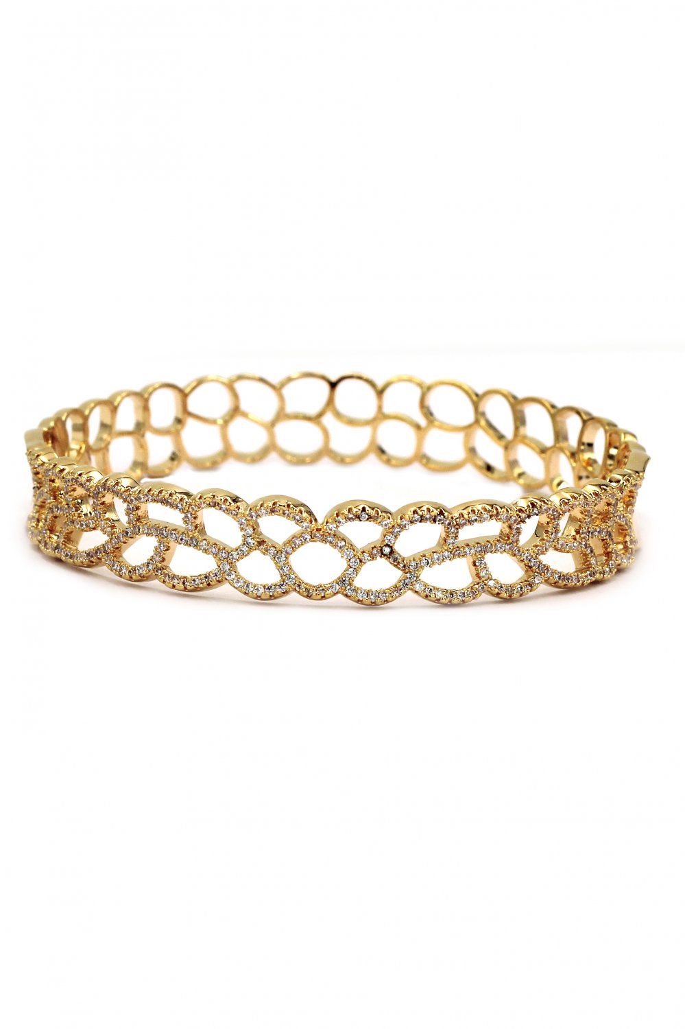 Hollow micro crystal gold bracelet