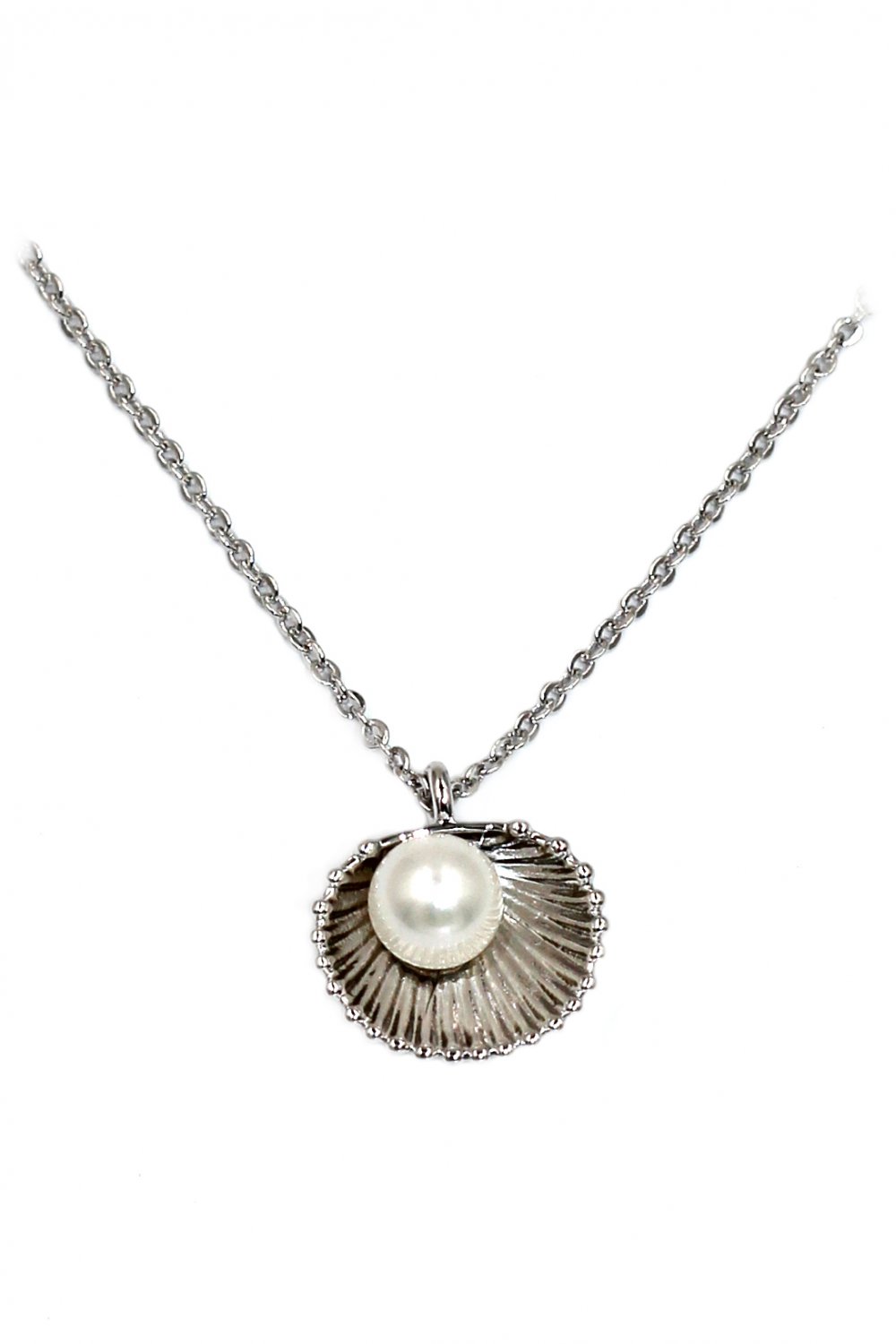 Mini shell pearl silver necklace