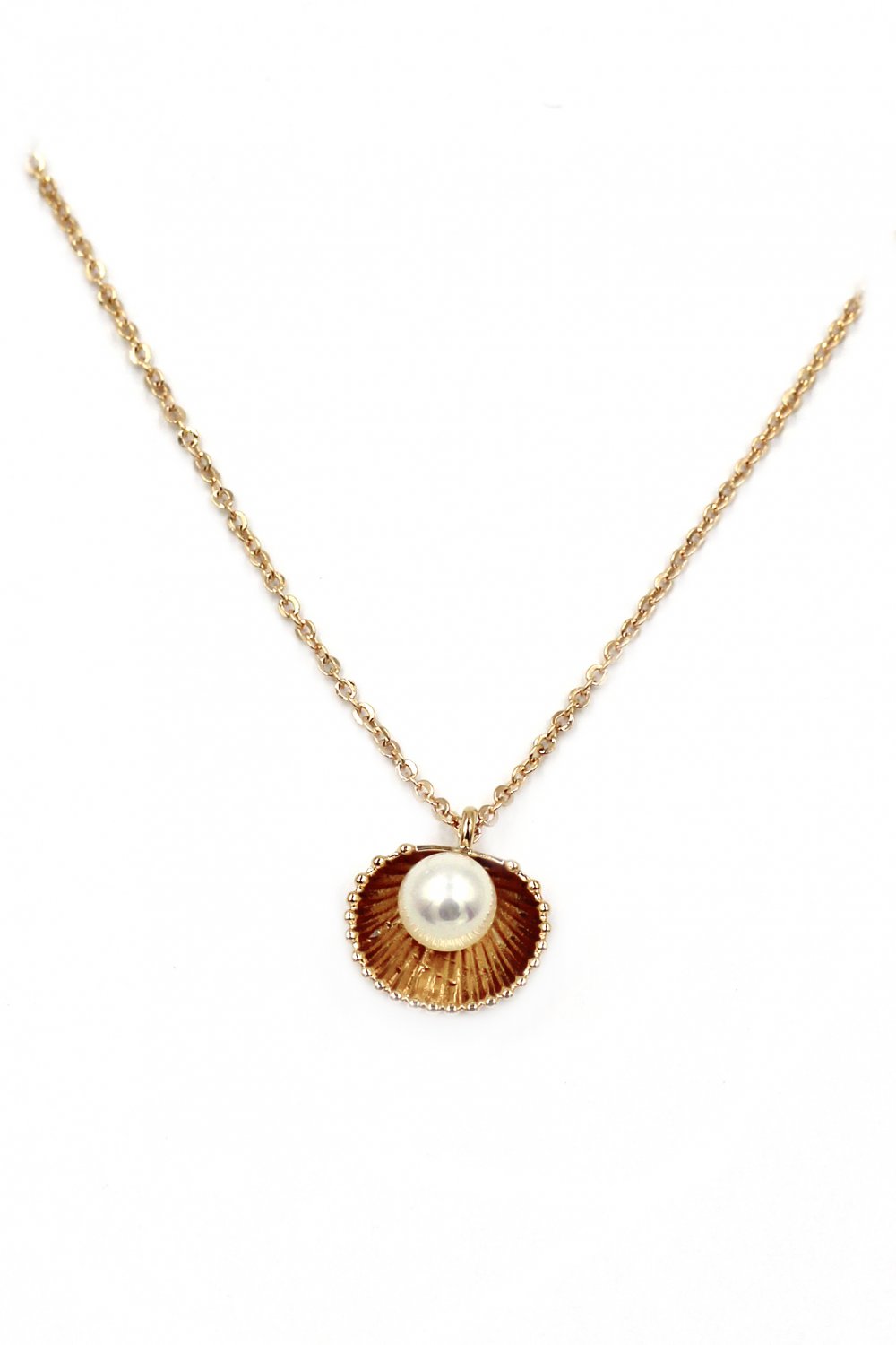 Mini shell pearl gold necklace
