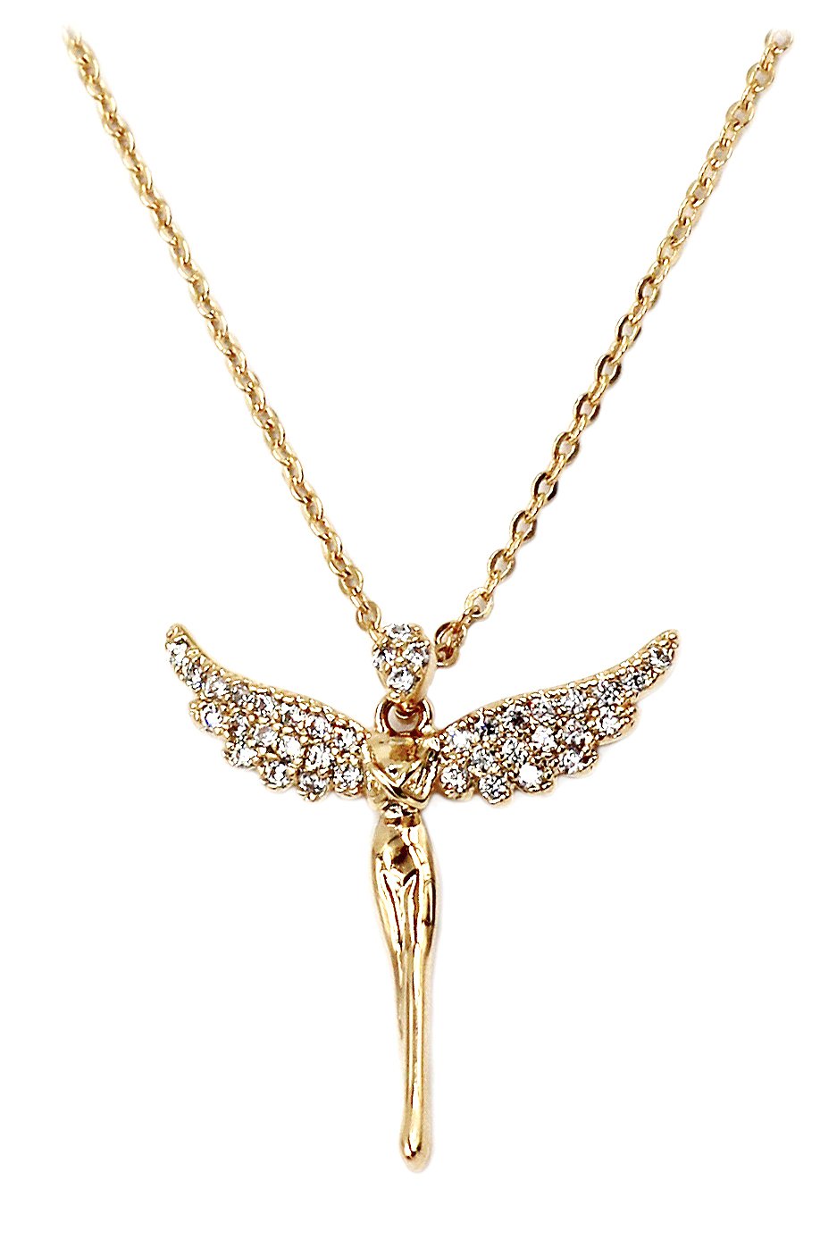 Mini angel clavicle gold necklace