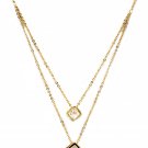 Duplexes cubic crystal gold necklace
