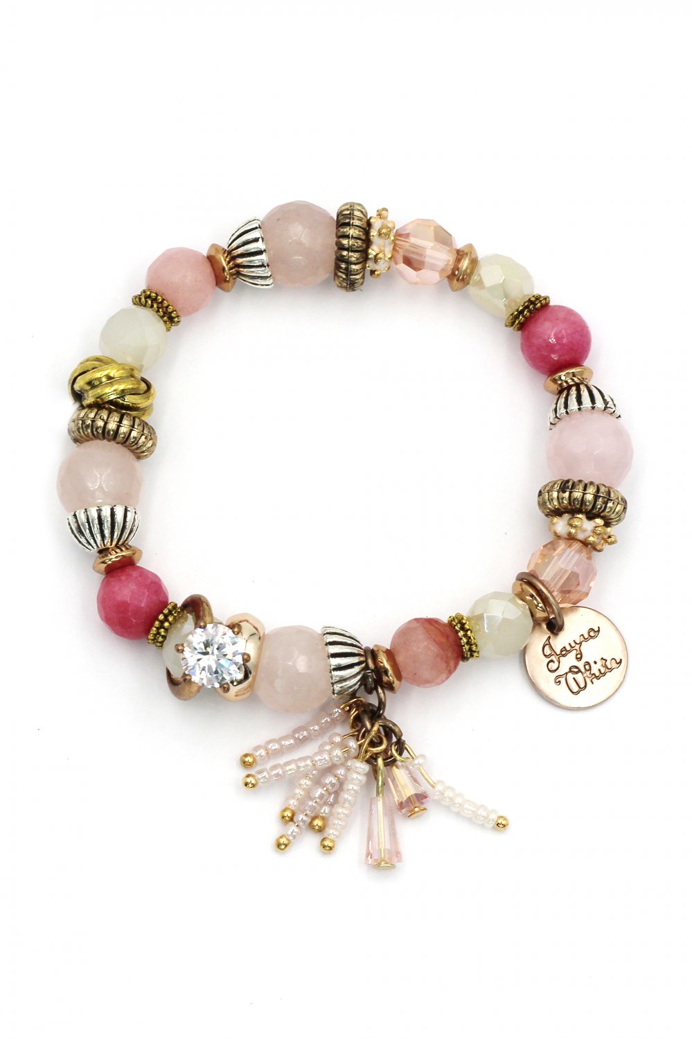 Colorful pendant bead pink bracelet