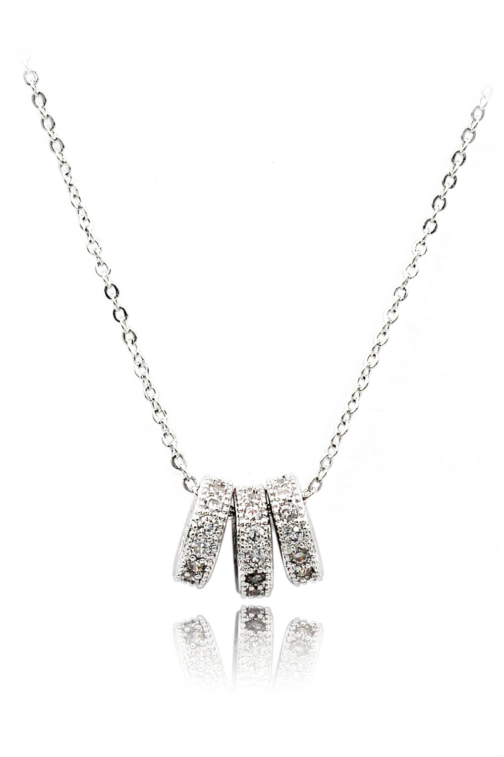 Small silver wheel crystal necklace