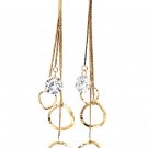 Spiral circle tassel pendant crystal gold earrings