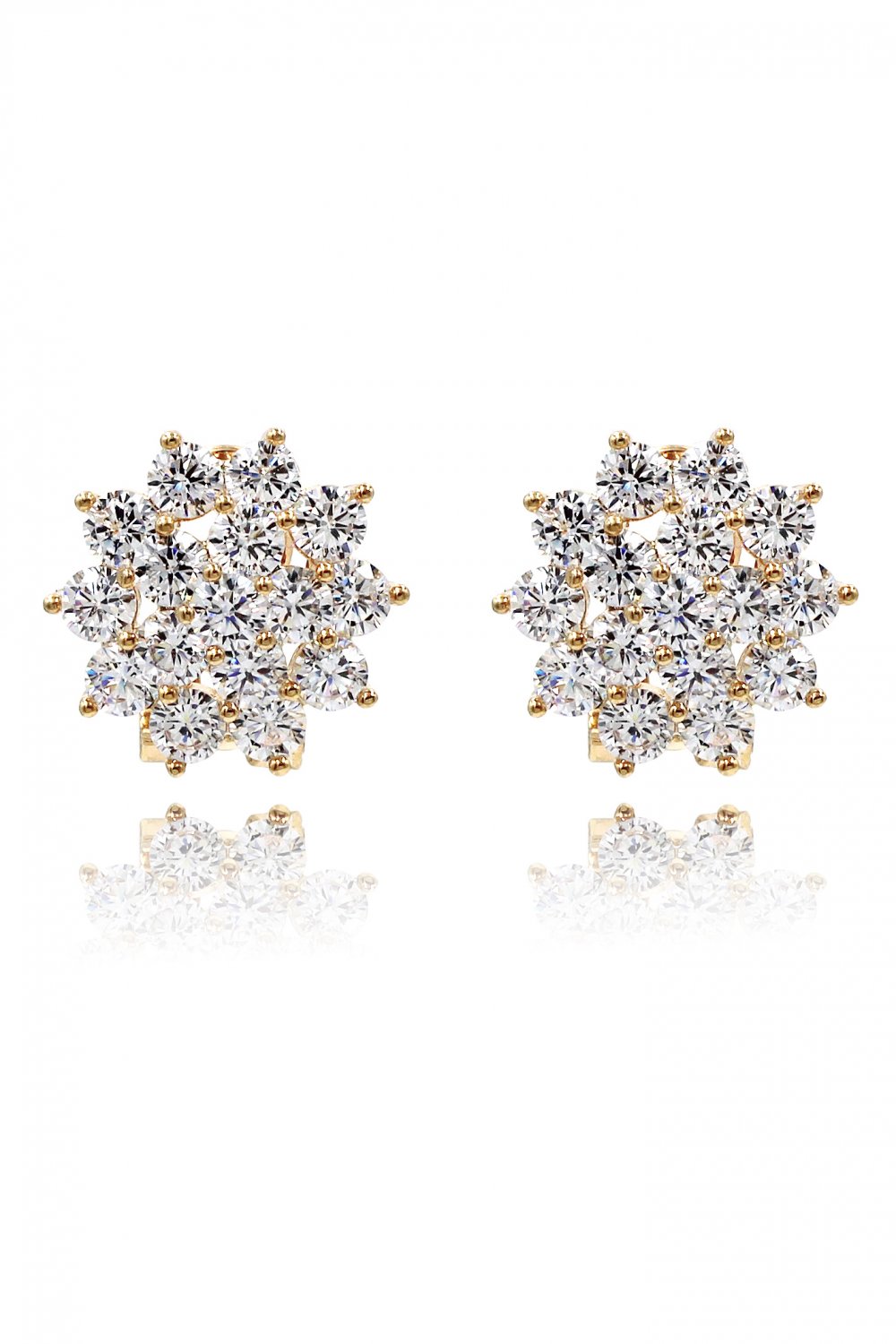 Flashing crystal flower gold earrings