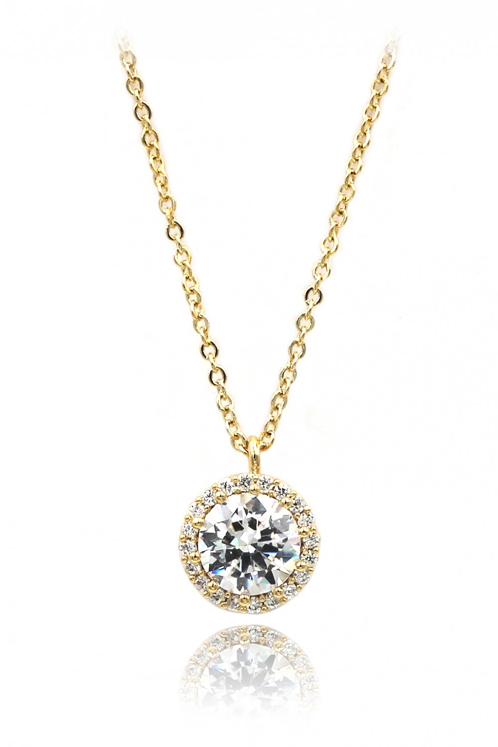 Flashing crystal gold necklace