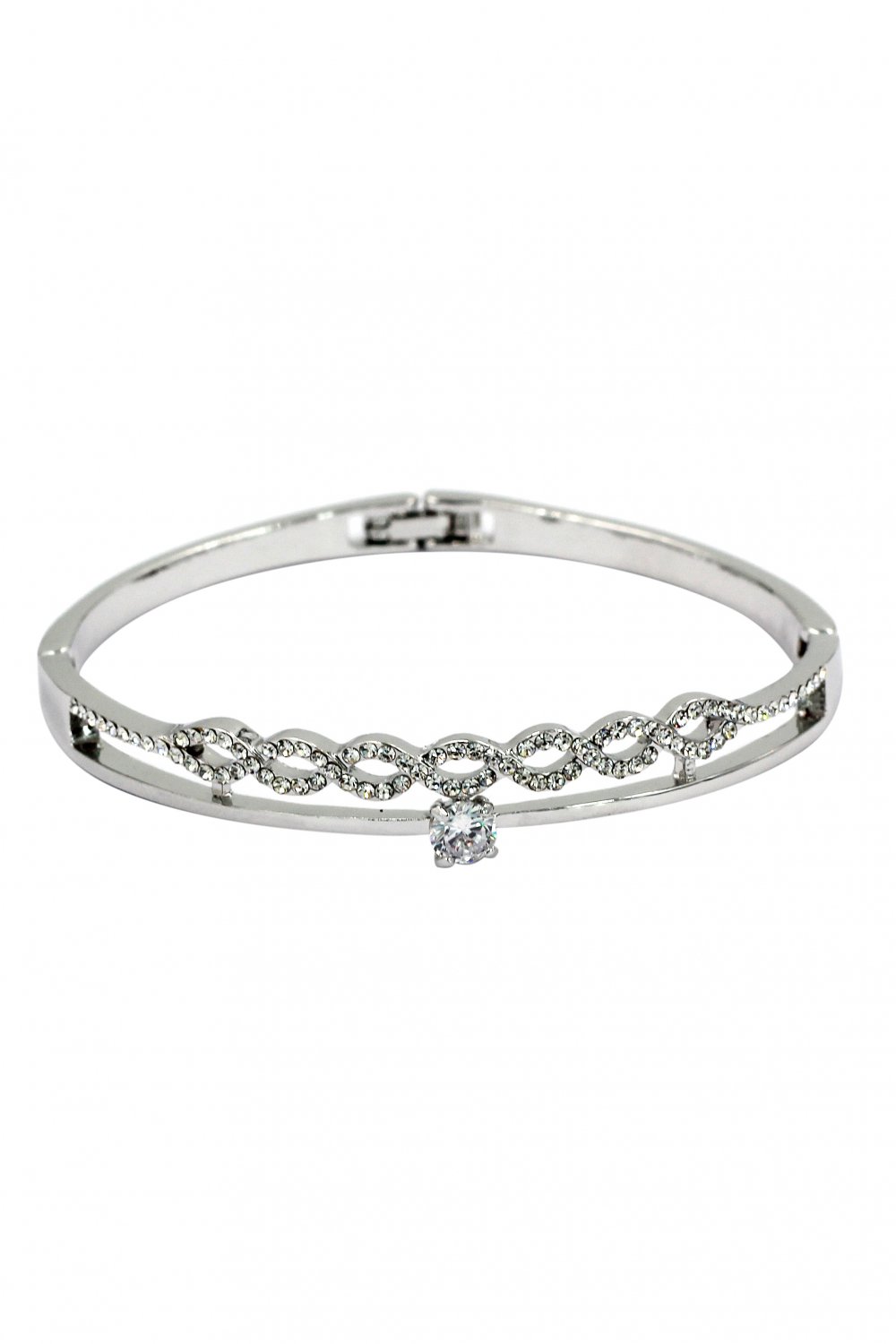 Disposition wave circle crystal silver bracelet