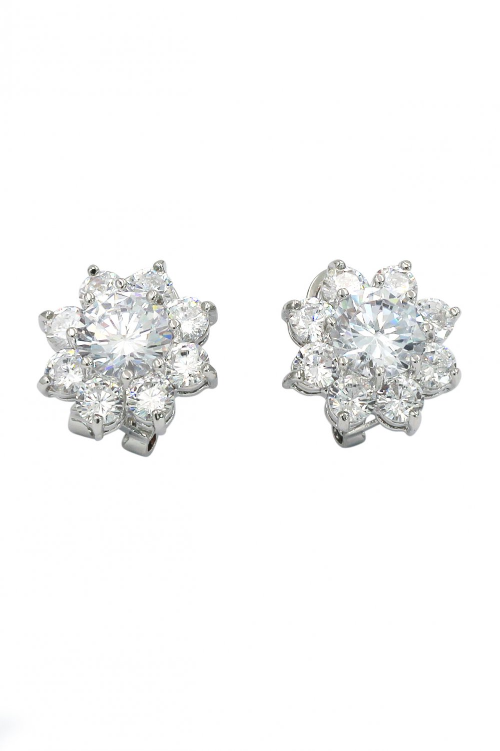 Sparkling crystal flower lady silver earrings