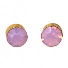 Simple round pink crystal earrings