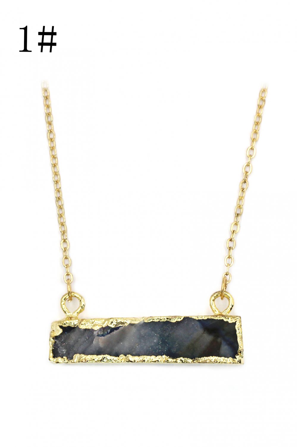 Fashion sparkling natural stone golden necklace 1#