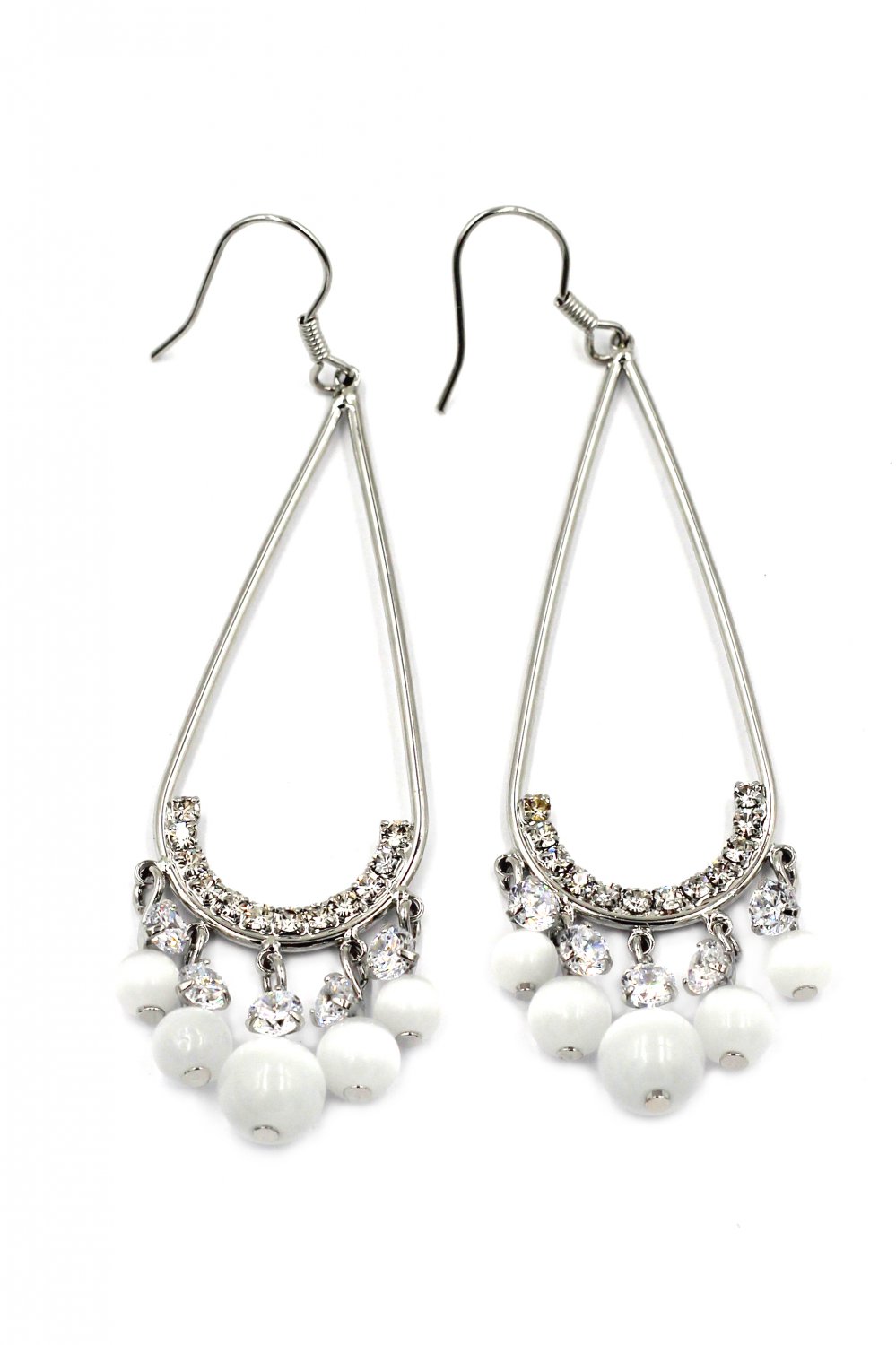 Pendant beads silver earrings