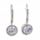 Sparkling crystal pendant silver earrings