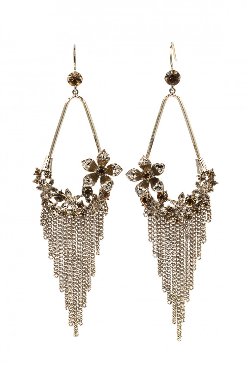 Pendant tassel yellow flower small crystal earrings