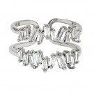Two layers of sparkling crystal silver ring