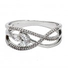 Fashion mini crystal flower silver ring