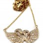 Sweet swan love crystal gold necklace