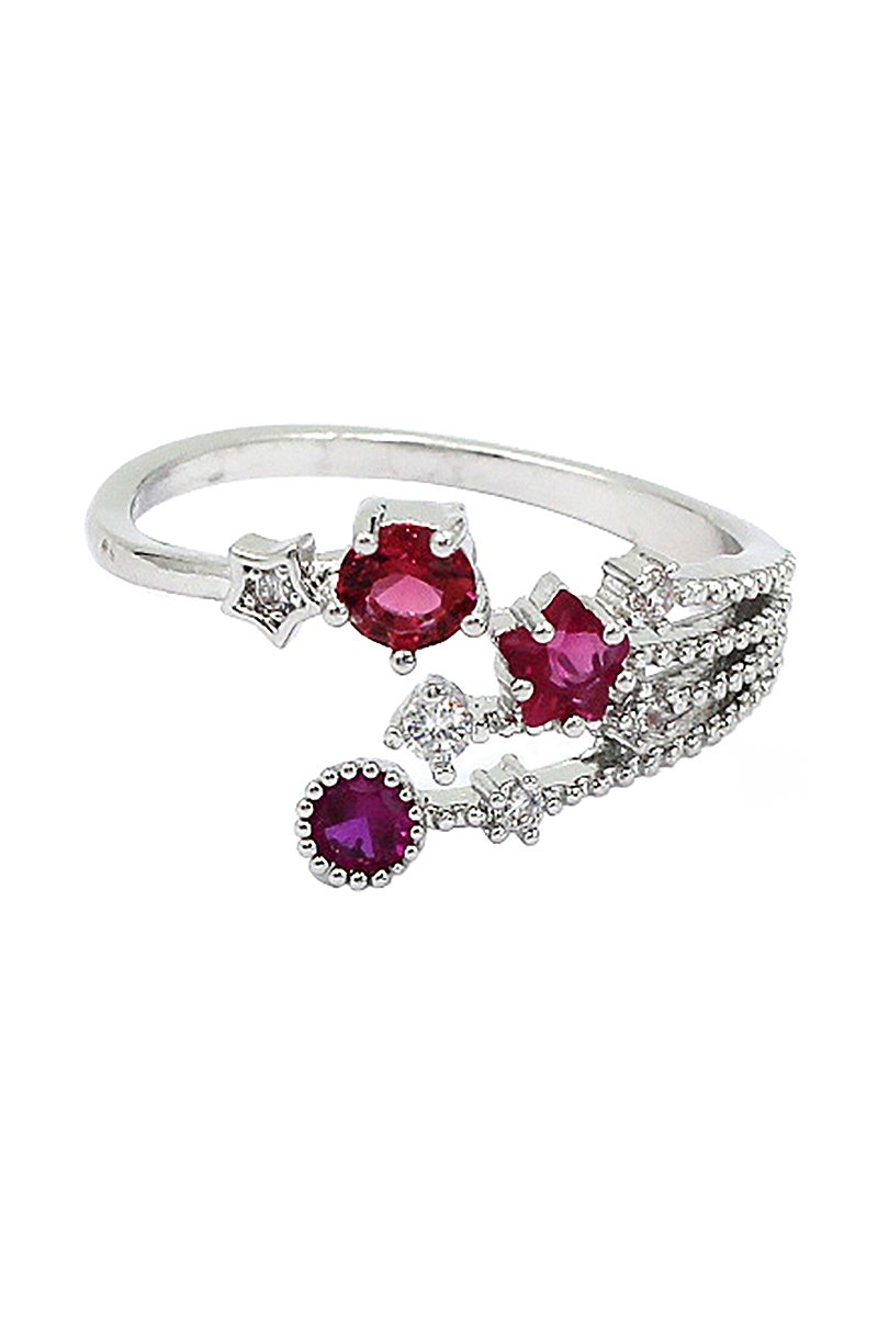 Shining red crystal meteor ring
