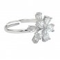 Sparkling crystal double flower silver ring