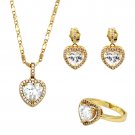 Love heart crystal gold three piece set