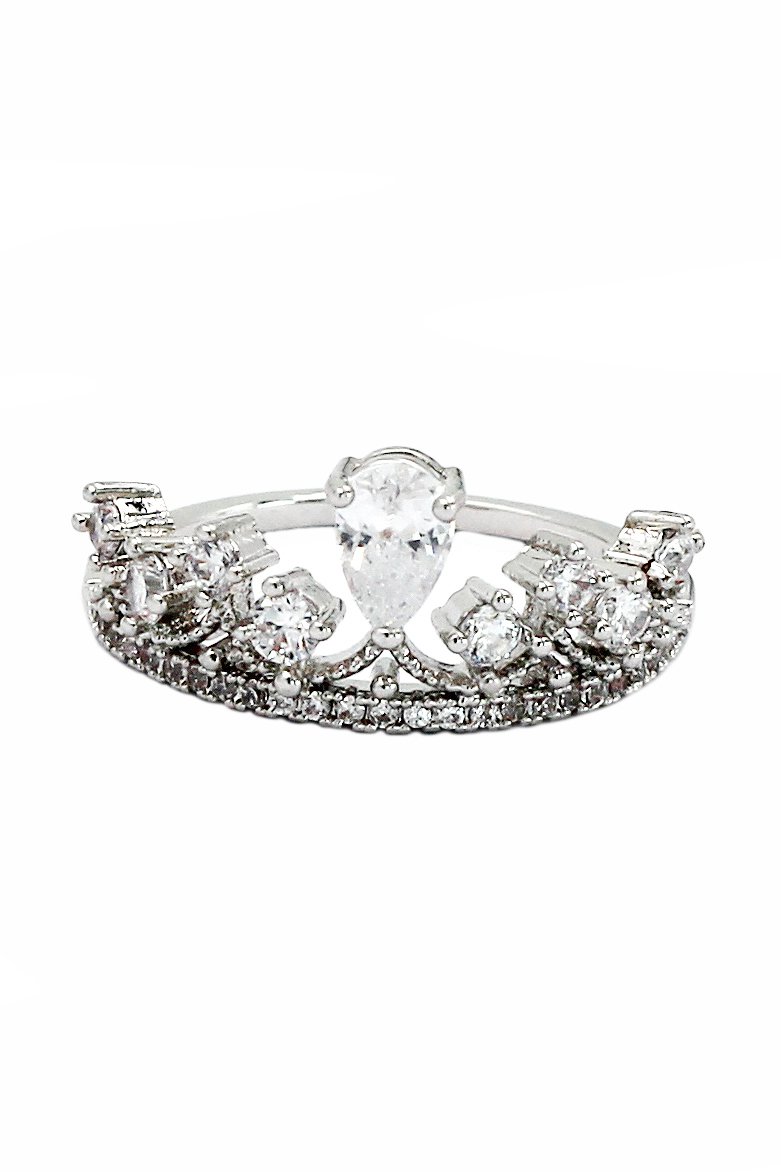 Fashion laurel crown crystal ring