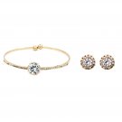 Shiny crystal bracelet small earring set