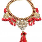 Red tassel national crystal necklace