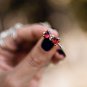 Fashion red crystal bow golden ring