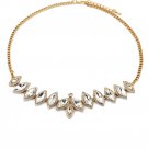 Fashion gold white crystal groats necklace