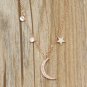 Rose gold shiny star moon crystal necklace
