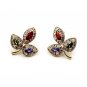 Gold retro three leaves crystal earrings