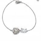 Silver delicate crystal rose bracelet