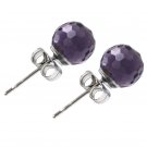 Purple single crystal ball earrings