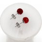 Red single crystal ball earrings