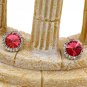 Noble crystal red flower golden earrings