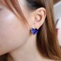 Blue square crystal golden earrings