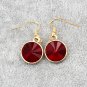 Small round red crystal earrings