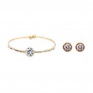 Shiny crystal bracelet golden earring set