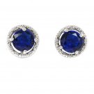 Simple silver blue crystal earrings
