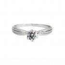 Single small crystal silver ring